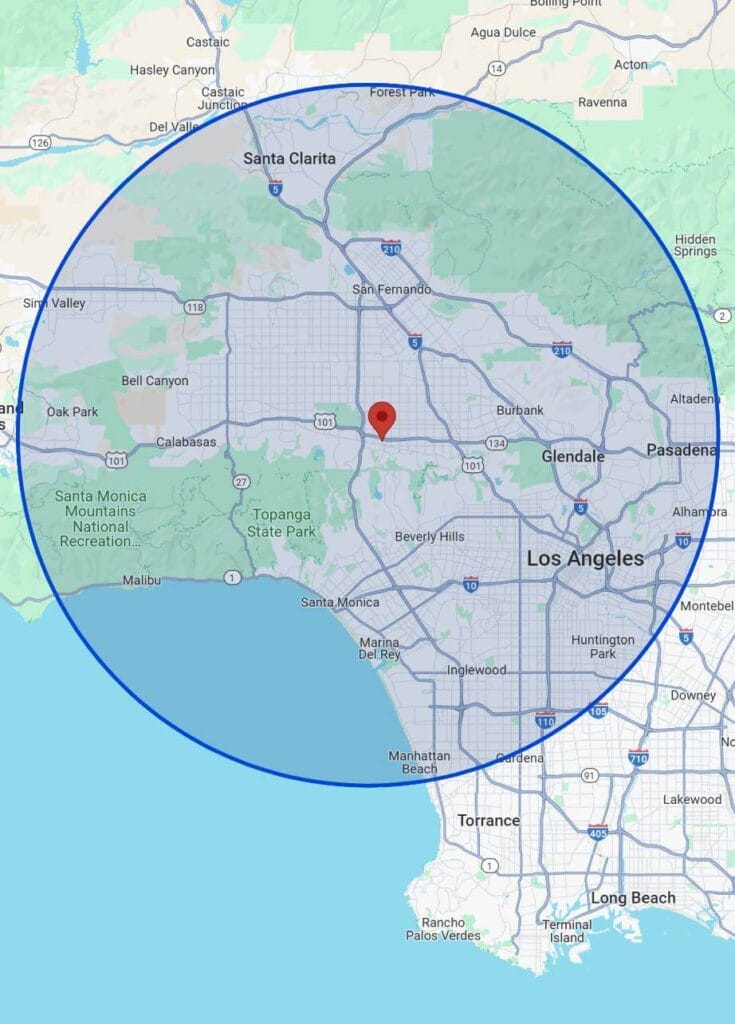 Map showing Los Angeles and surrounding areas